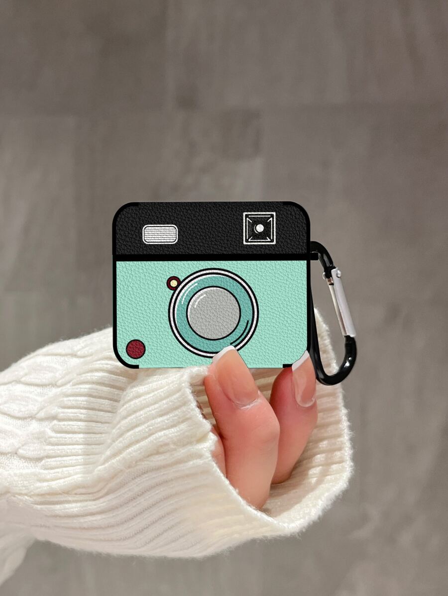 Unique Camera Pattern Sheepskin Earphone Case - Multicolor - View 1