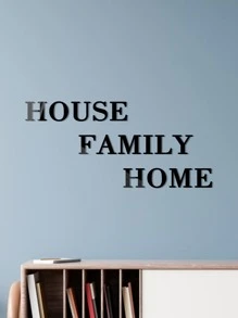 1set 3D Mirror Wall Decal, Alphabet Shaped Mirror Surface Wall Sticker For Home Gifts Birthday Graduation Wall Decor Room Decor Wall Mirror Mirror For Room Home Decor Bathroom Decor Living Room Decor - Black - View 5