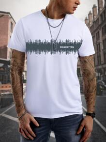 Manfinity Homme Tops Nam Lá thư Giải trí - trắng - Xem 1