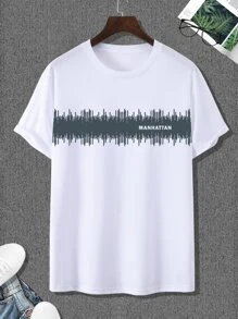 Manfinity Homme Tops Nam Lá thư Giải trí - trắng - Xem 2