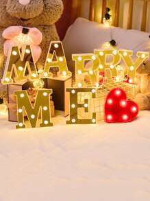 1入組16cm室內裝飾LED金色字母燈，適用於婚禮、派對、生日、節日裝飾小夜燈，字母燈，字母閃電燈，字母燈招牌，字母燈 - 黃色 - 查看 2