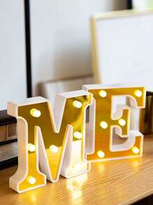 1入組16cm室內裝飾LED金色字母燈，適用於婚禮、派對、生日、節日裝飾小夜燈，字母燈，字母閃電燈，字母燈招牌，字母燈 - 黃色 - 查看 4