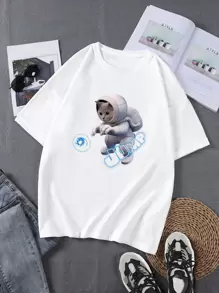 Manfinity Hypemode Men Animal & Letter Graphic Tee - White - View 4