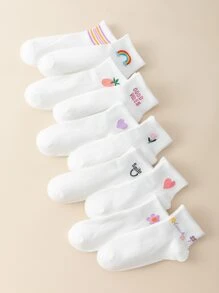 10對花和字母圖案短襪