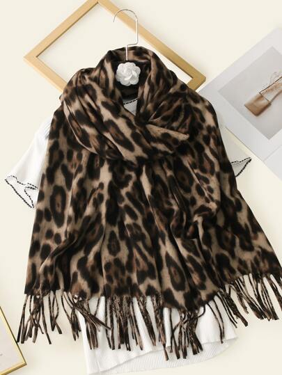 1 pieza Bufanda de mujer estilo bohemio con estampado, larga y esponjosa, de moda casual y cálida, perfecta como regalo y accesorio de uso diario para mujeres en invierno