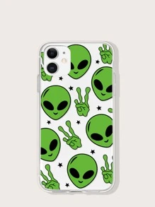 1pc Cartoon Alien Printed Phone Case - Multicolor - View 1