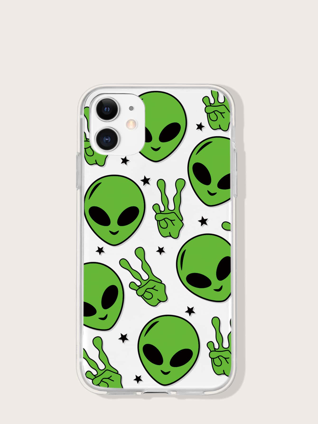 1pc Cartoon Alien Printed Phone Case - Multicolor - View 1