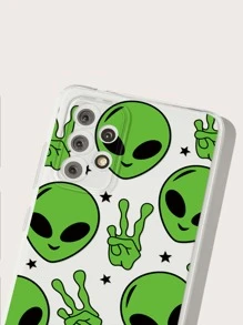 1pc Cartoon Alien Printed Phone Case - Multicolor - View 5
