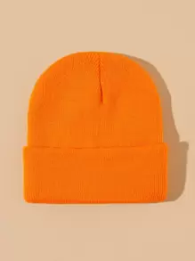 Solid Minimalist Beanie Casual - Orange - View 2