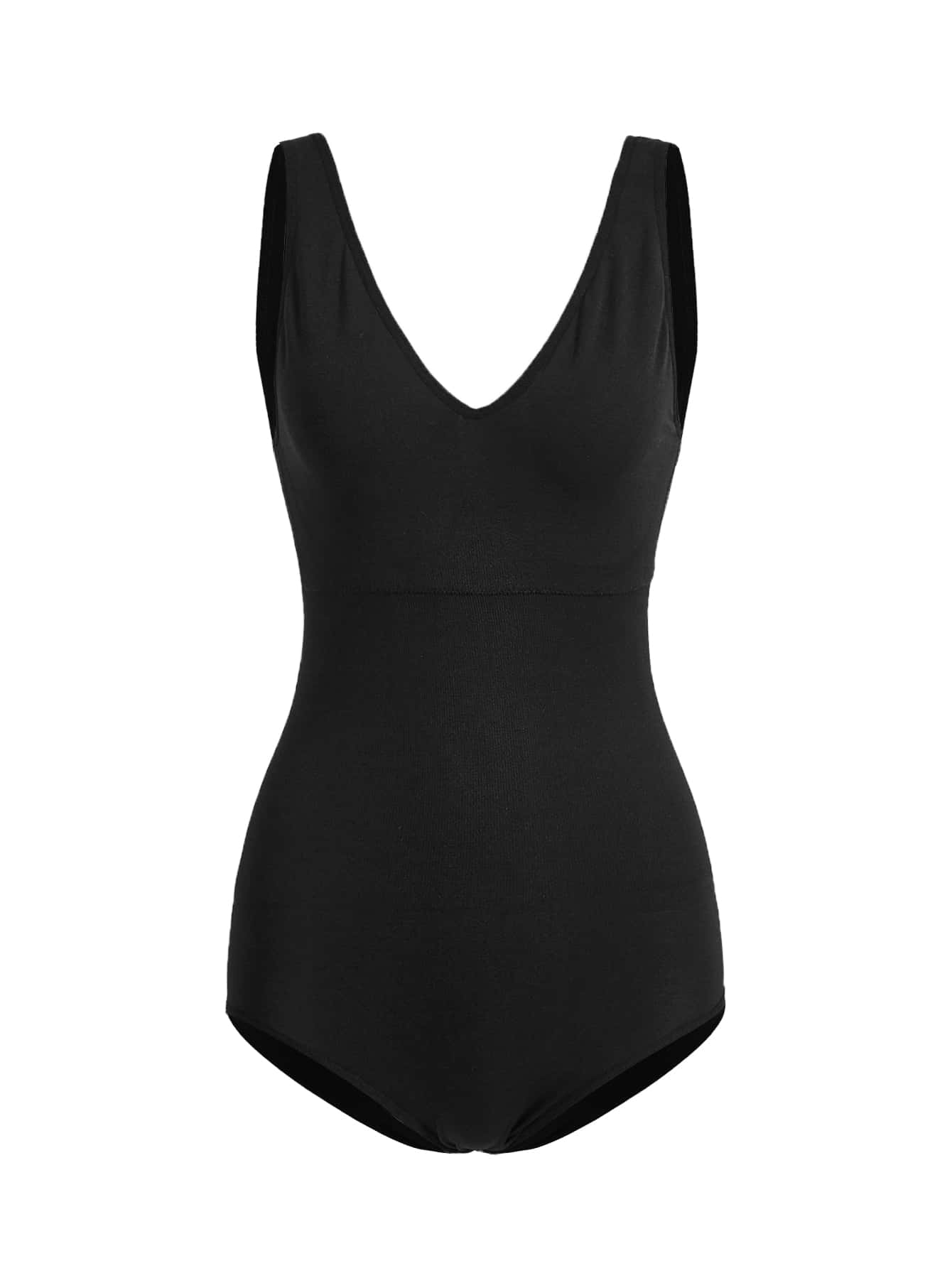 SHAPORA Solid Backless Shapewear Bodysuit - Black - View 1