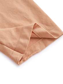 SHAPORA Solid Ribbed Knit Shapewear Bodysuit - Apricot - View 6