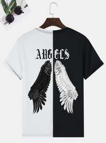 Manfinity Tops Nam Đồ họa Lá thư Đường phố - Đen và trắng - Xem 1