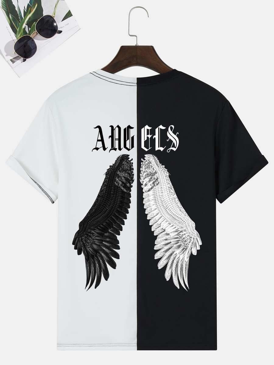 Manfinity Tops Nam Đồ họa Lá thư Đường phố - Đen và trắng - Xem 1