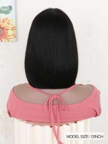 13*4 devant en dentelle Perruque De Cheveux Humains Droit Court devant en dentelle Perruque human hair - Natural Black - Voir 2