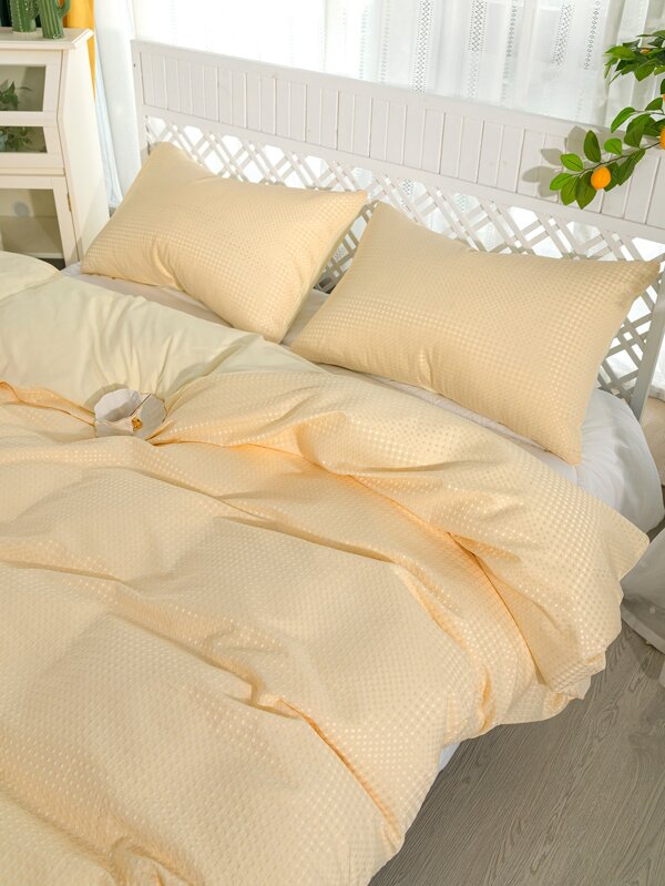 3pcs Three-piece Beige Waffle Quilt Set