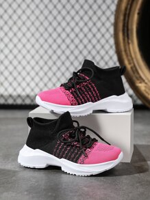 Girls Two Tone Lace-up Front Running Shoes - Multicolor - View 1