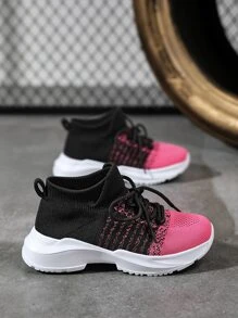 Girls Two Tone Lace-up Front Running Shoes - Multicolor - View 2