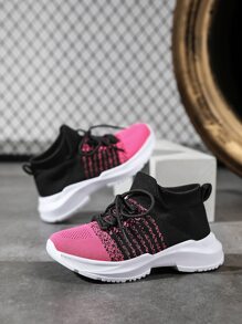 Girls Two Tone Lace-up Front Running Shoes - Multicolor - View 4