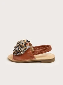 Dép Dẹt Trẻ em Nơ Bướm Khối Màu dép quai hậu - màu nâu - Xem 3