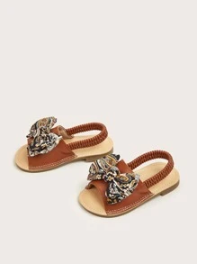 Dép Dẹt Trẻ em Nơ Bướm Khối Màu dép quai hậu - màu nâu - Xem 4