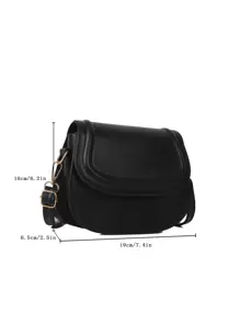 Mini Minimalist Flap Saddle Bag , Small Bags - Black - View 4
