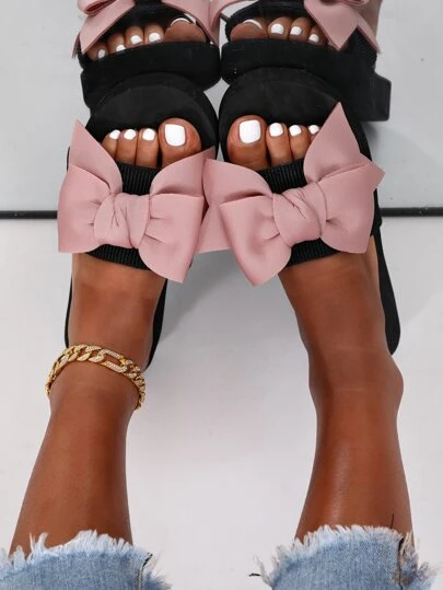 Women's Plastic Bow-Knot Decorated Slippers, College Style