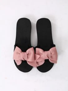 Women's Plastic Bow-Knot Decorated Slippers, College Style - Pink - View 3