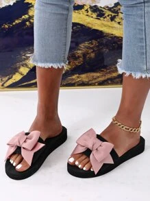 Women's Plastic Bow-Knot Decorated Slippers, College Style - Pink - View 6