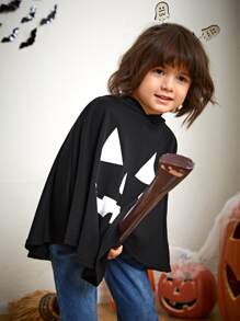 SHEIN 小男童萬聖印花蝙蝠袖連帽衫