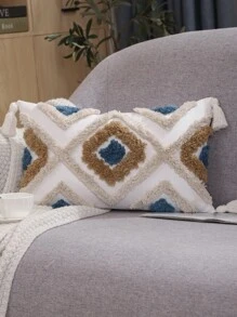 Miater Geometric Embroidered Tassel Decor Cushion Cover Without Filler, Throw Pillow Cover, Pillow Insert Not Include, For Sofa, Living Room - Multicolor - View 5