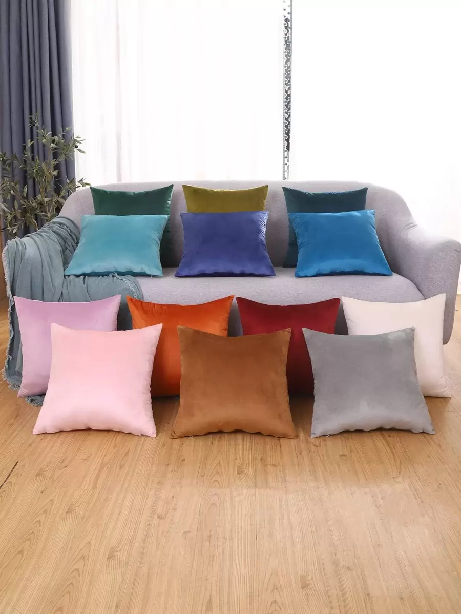 素色坐墊套不附帶內芯 - 藍色 - 查看 1