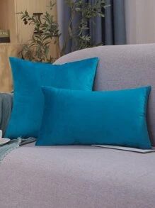 Solid Color Cushion Cover Without Filler - Blue - View 6
