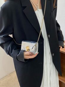 Túi Crossbody Nữ In cá sấu Chuỗi Mốt - Bạc - Xem 2