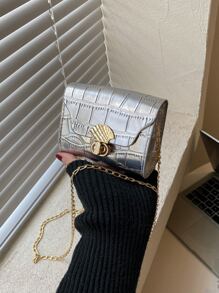 Túi Crossbody Nữ In cá sấu Chuỗi Mốt - Bạc - Xem 5