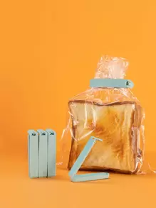 SHEIN Basic living 10pcs Portable New Kitchen Storage Food Snack Seal, Sealing Bag Clips, Sealer Clamp, Plastic Tool Kitchen Accessory - Baby Blue - View 2