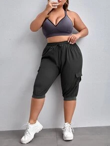 Bras thể thao Plus Size Hội Chữ thập màu trơn - Màu tím hoa cà - Xem 4