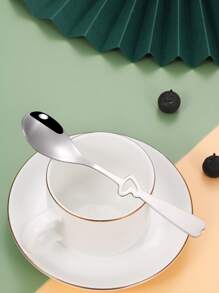 2/6/12/24pcs Stainless Steel Heart Shaped Coffee Spoons, Dessert Spoons, Ice Cream Spoons, Suitable For Valentines Day Gifts, Coffee, Desserts,School Supplies - Silver - View 2