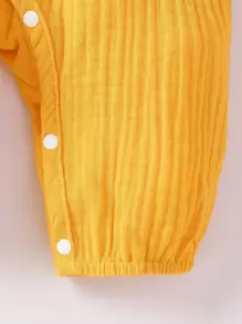 SHEIN Playful Pals 嬰兒女孩紋路打褶紋紗質連身衣套頭帶