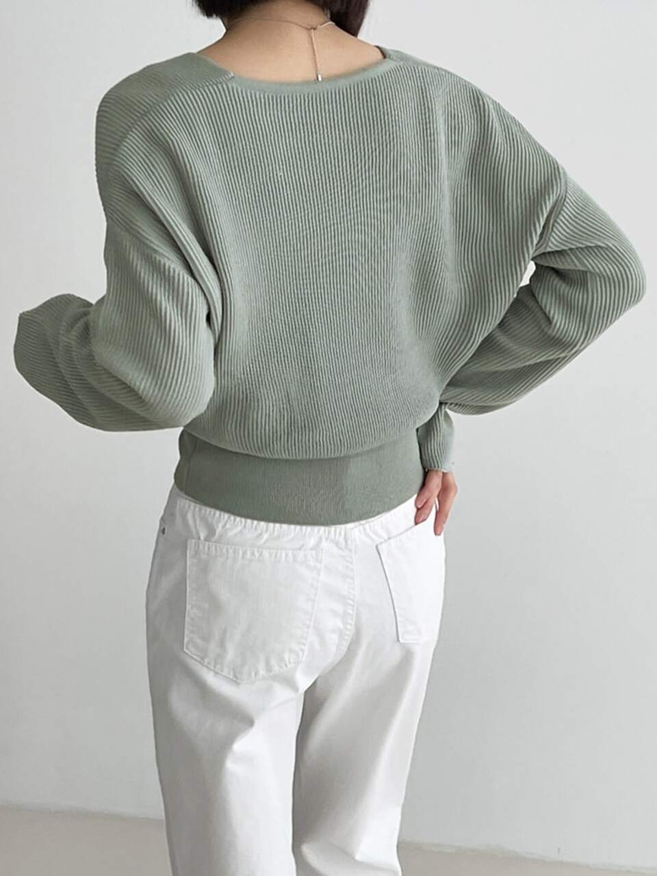 Surplice Neck Drop Shoulder Sweater Fall