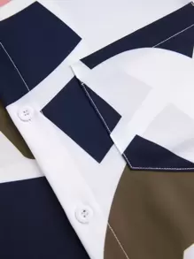 Manfinity Homme Men Geo Print Shirt & Drawstring Waist Trousers Without Tee - Multicolor - View 4