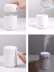 1pc Portable USB Humidifier, Colorful Light Humidifier For Home, Office - White - View 4