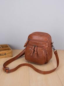 Adjustable Solid Color Women'S Cross-Shoulder Bag Gift Bag Present Gifts For Teachers - Brown - View 2