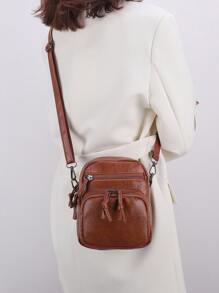 Adjustable Solid Color Women'S Cross-Shoulder Bag Gift Bag Present Gifts For Teachers - Brown - View 6