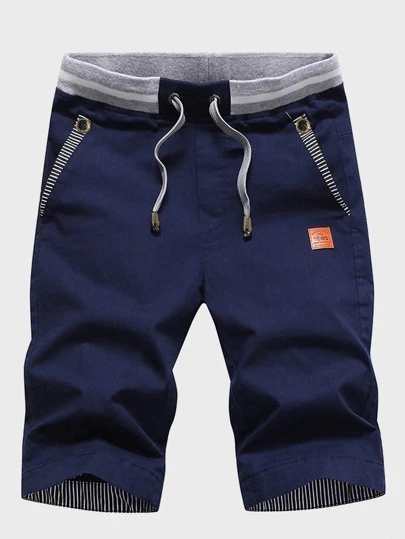 Manfinity Homme 男士拼接束口短褲，汗水顏色塊，皇家藍色