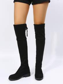 Tie Back Sock Boots - Black - View 3