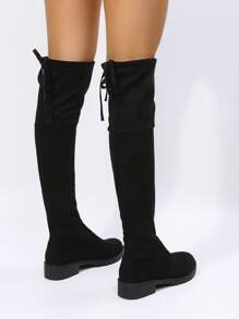 Tie Back Sock Boots - Black - View 2