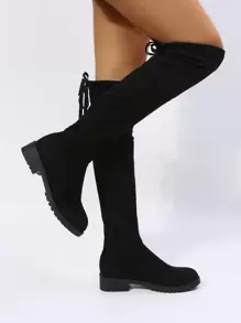 Tie Back Sock Boots - Black - View 1