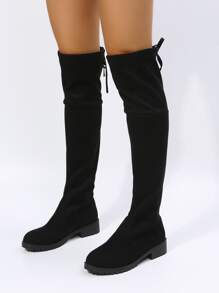 Tie Back Sock Boots - Black - View 5