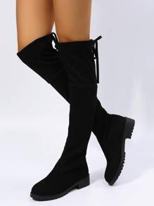Tie Back Sock Boots - Black - View 6