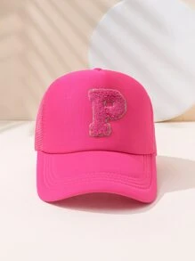 Chữ cái Patch Chi tiết Mũ Trucker - Màu Hồng Tươi - Xem 1